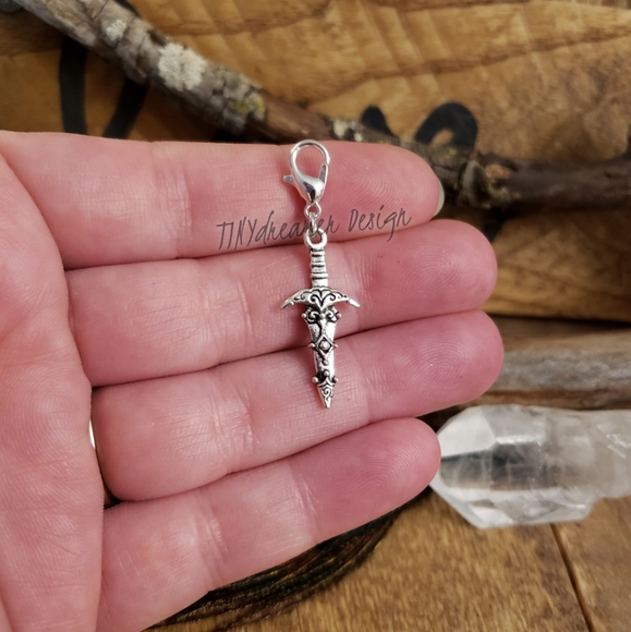 Silver Dagger Charm Knife Blade Sword Charm ~Nordic~Fantasy~Protection~Berserker - Picture 5 of 10